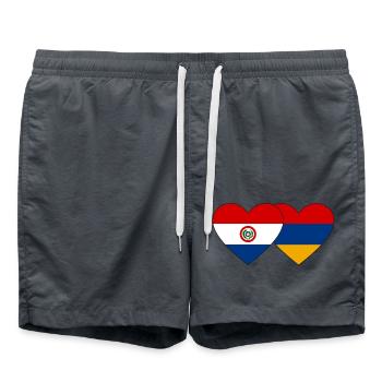 Dominikanische Republik Armenien Flagge Herz - Badeshorts - Anthrazit - Vorne - AI Model Male 185 light (185cm)