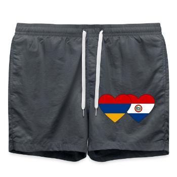 Armenia Dominican Republic Flag Heart - Swim Trunks - anthracite - Front - AI Model Male 185 light (185cm)