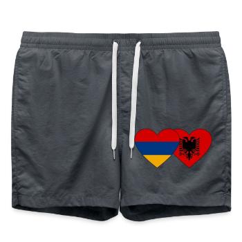 Armenia Albania Flag Heart - Swim Trunks - anthracite - Front - AI Model Male 185 light (185cm)