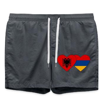 Albanien Armenien Flagge Herz - Badeshorts - Anthrazit - Vorne - AI Model Male 185 light (185cm)