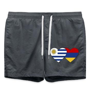 Uruguay Armenia Flag Heart - Swim Trunks - anthracite - Front - AI Model Male 185 light (185cm)
