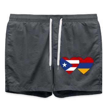 Kuba Armenien Flagge Herz - Badeshorts - Anthrazit - Vorne - AI Model Male 185 light (185cm)