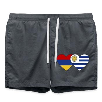 Armenia Uruguay Flag Heart - Swim Trunks - anthracite - Front - AI Model Male 185 light (185cm)