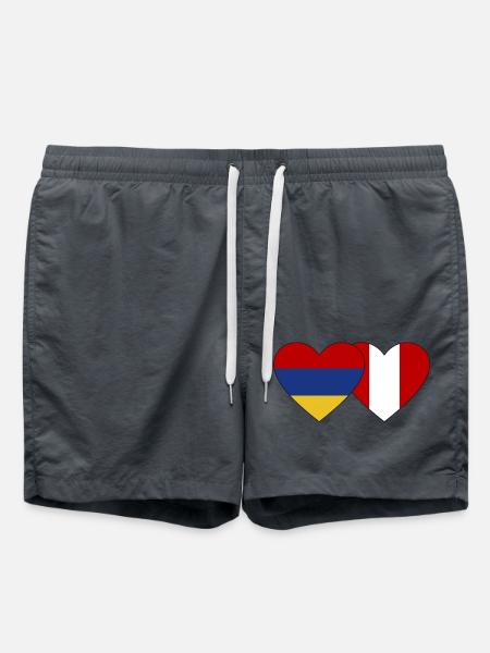 Armenia Peru Flag Heart - Swim Trunks - anthracite