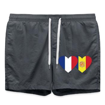 France Andorre Flag Coeur - Short de bain - charbon - Devant - AI Model Male 185 light (185cm)