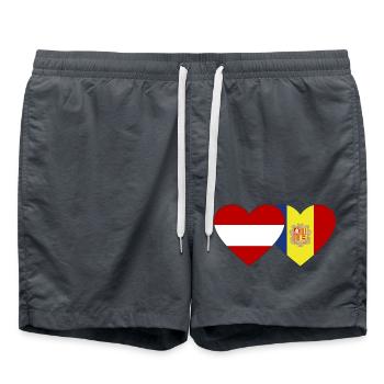 Autriche Andorre Flag Heart - Short de bain - charbon - Devant - AI Model Male 185 light (185cm)
