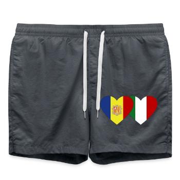 Andorre Italie Flag Coeur - Short de bain - charbon - Devant - AI Model Male 185 light (185cm)