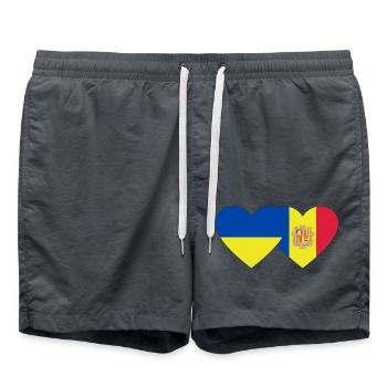 Ukraine Andorre Flag Coeur - Short de bain - charbon - Devant - AI Model Male 185 light (185cm)