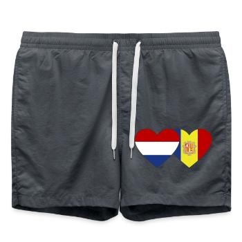 Cœur de drapeau Hollande Andorre - Short de bain - charbon - Devant - AI Model Male 185 light (185cm)