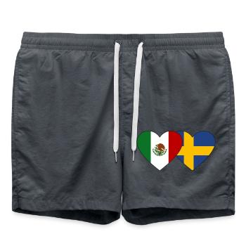 Mexico Sweden Flag Heart - Swim Trunks - anthracite - Front - AI Model Male 185 light (185cm)