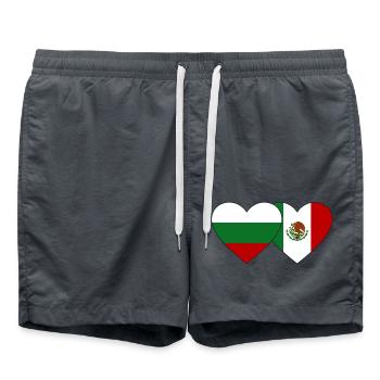 Bulgarien Mexiko Flagge Herz - Badeshorts - Anthrazit - Vorne - AI Model Male 185 light (185cm)