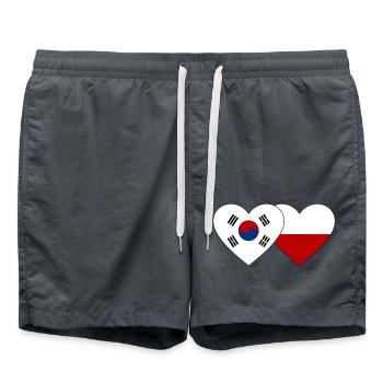 Corée du Sud Pologne Drapeau Coeur - Short de bain - charbon - Devant - AI Model Male 185 light (185cm)
