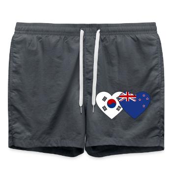 Südkorea Neuseeland Flagge Herz - Badeshorts - Anthrazit - Vorne - AI Model Male 185 light (185cm)