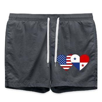 USA Panama Flag Heart - Swim Trunks - anthracite - Front - AI Model Male 185 light (185cm)