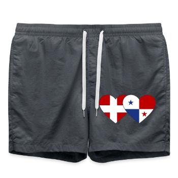 Denmark Panama Flag Heart - Swim Trunks - anthracite - Front - AI Model Male 185 light (185cm)