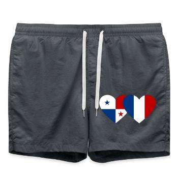 Cœur de drapeau Panama France utilisé - Short de bain - charbon - Devant - AI Model Male 185 light (185cm)