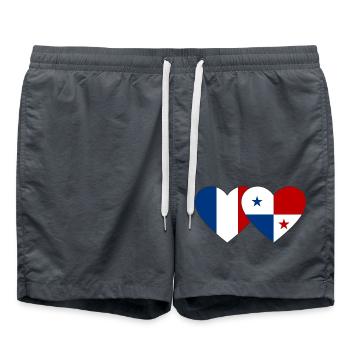 France Panama Flag Heart - Swim Trunks - anthracite - Front - AI Model Male 185 light (185cm)
