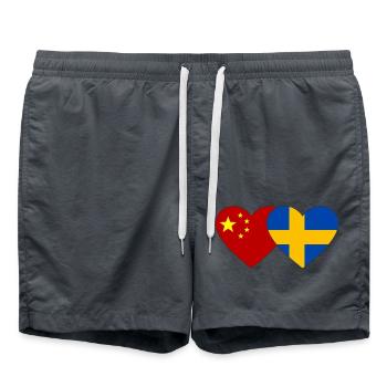 Chine Suède Drapeau du cœur - Short de bain - charbon - Devant - AI Model Male 185 light (185cm)