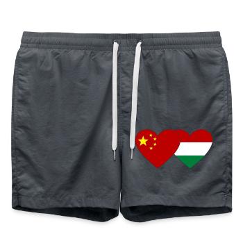Chine Hongrie Drapeau du cœur - Short de bain - charbon - Devant - AI Model Male 185 light (185cm)