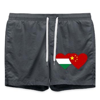 Hongrie Chine Drapeau du cœur - Short de bain - charbon - Devant - AI Model Male 185 light (185cm)