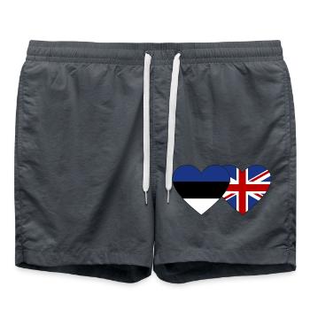 Estonie Angleterre Drapeau Coeur - Short de bain - charbon - Devant - AI Model Male 185 light (185cm)