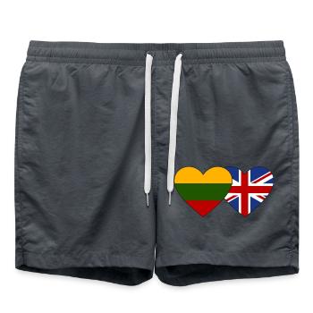 Lithuania Great Britain Flag Heart - Swim Trunks - anthracite - Front - AI Model Male 185 light (185cm)
