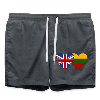Great Britain Lithuania Flag Heart - Swim Trunks - anthracite - Front - AI Model Male 185 light (185cm)
