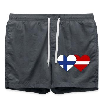 Finland Latvia Flag Heart - Swim Trunks - anthracite - Front - AI Model Male 185 light (185cm)