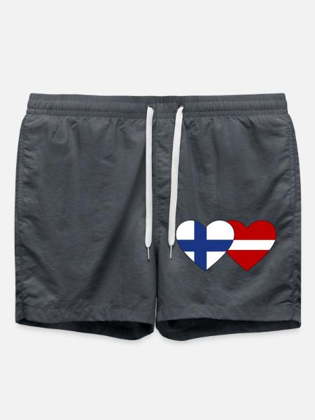 Finland Latvia Flag Heart - Swim Trunks - anthracite