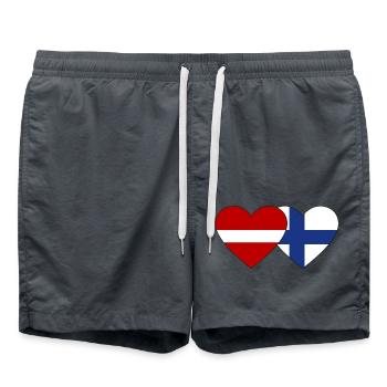 Latvia Finland Flag Heart - Swim Trunks - anthracite - Front - AI Model Male 185 light (185cm)