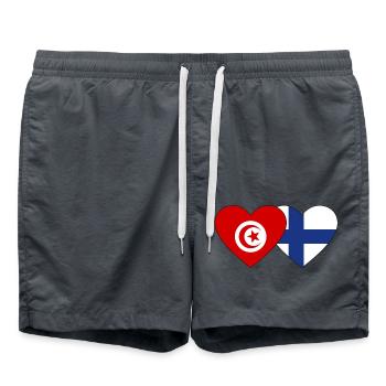 Tunisie Finlande Drapeau Coeur - Short de bain - charbon - Devant - AI Model Male 185 light (185cm)