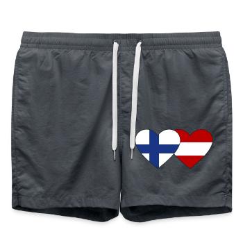 Finland Austria Flag Heart - Swim Trunks - anthracite - Front - AI Model Male 185 light (185cm)