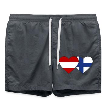 Austria Finland Flag Heart - Swim Trunks - anthracite - Front - AI Model Male 185 light (185cm)