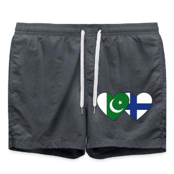 Pakistan Finlande Flag Heart - Short de bain - charbon - Devant - AI Model Male 185 light (185cm)