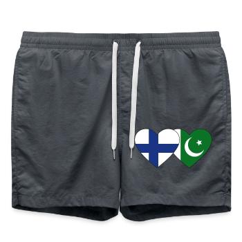 Finlande Pakistan Drapeau Coeur - Short de bain - charbon - Devant - AI Model Male 185 light (185cm)