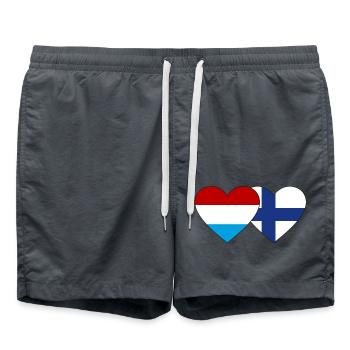 Luxembourg Finlande Drapeau Coeur - Short de bain - charbon - Devant - AI Model Male 185 light (185cm)