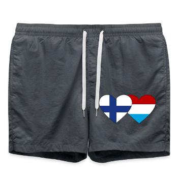 Finnland Luxemburg Flagge Herz - Badeshorts - Anthrazit - Vorne - AI Model Male 185 light (185cm)