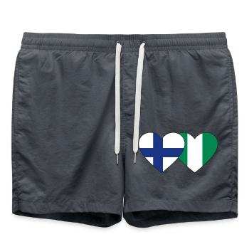 Finlande Nigeria Drapeau Coeur - Short de bain - charbon - Devant - AI Model Male 185 light (185cm)