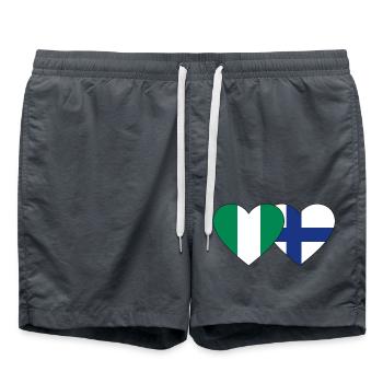 Nigéria Finlande Flag Heart - Short de bain - charbon - Devant - AI Model Male 185 light (185cm)