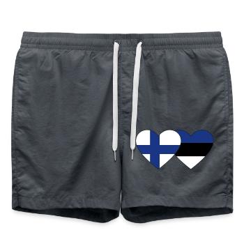Finlande Estonie Drapeau Coeur - Short de bain - charbon - Devant - AI Model Male 185 light (185cm)