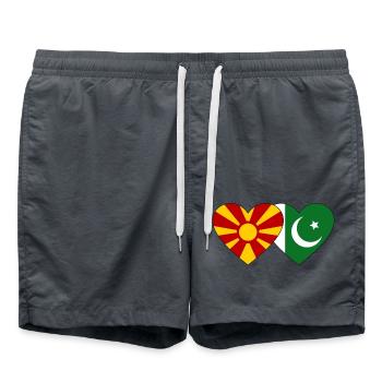 Macédoine Pakistan Drapeau Coeur - Short de bain - charbon - Devant - AI Model Male 185 light (185cm)