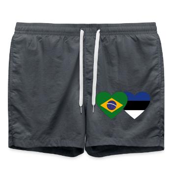Brésil Estonie Drapeau Coeur - Short de bain - charbon - Devant - AI Model Male 185 light (185cm)