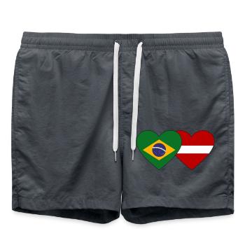 Brazil Latvia Flag Heart - Swim Trunks - anthracite - Front - AI Model Male 185 light (185cm)