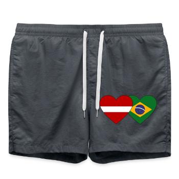 Latvia Brazil Flag Heart - Swim Trunks - anthracite - Front - AI Model Male 185 light (185cm)