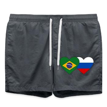 Brésil Russie Flag Coeur - Short de bain - charbon - Devant - AI Model Male 185 light (185cm)