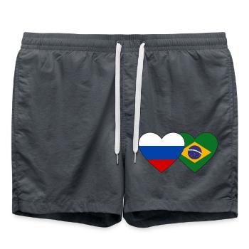 Drapeau de la Russie et du Brésil - Short de bain - charbon - Devant - AI Model Male 185 light (185cm)