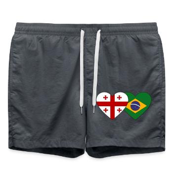 Georgien Brasilien Flagge Herz - Badeshorts - Anthrazit - Vorne - AI Model Male 185 light (185cm)