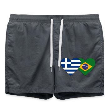 Greece Brazil Flag Heart - Swim Trunks - anthracite - Front - AI Model Male 185 light (185cm)
