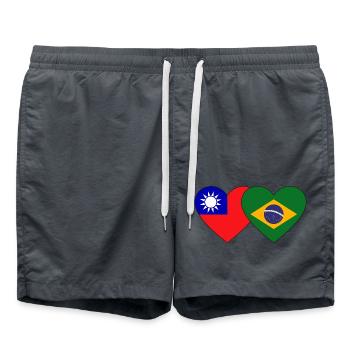 Taïwan Brésil Flag Heart - Short de bain - charbon - Devant - AI Model Male 185 light (185cm)