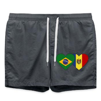 Brésil Andorre Flag Heart - Short de bain - charbon - Devant - AI Model Male 185 light (185cm)